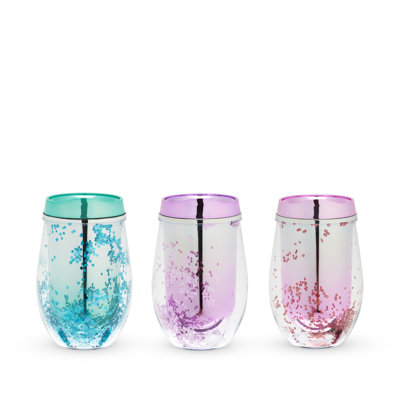 Two Ply Hammered Solid CopperStemless Wine Glasses, 17 Oz., Set of 2, (L) Two Ply Hammered Solid CopperStemless Wine Glasses, 17 Oz., Set of 2, (L)